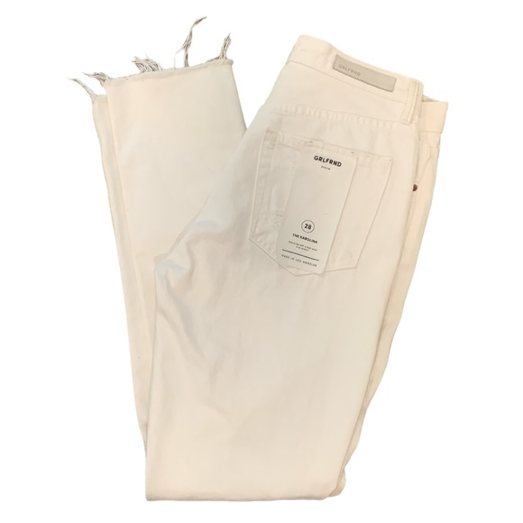 GRLFRND KAROLINA WHITE HIGH RISE DISTRESSED RAW HEM JEANS **NWT** - Picture 10 of 11